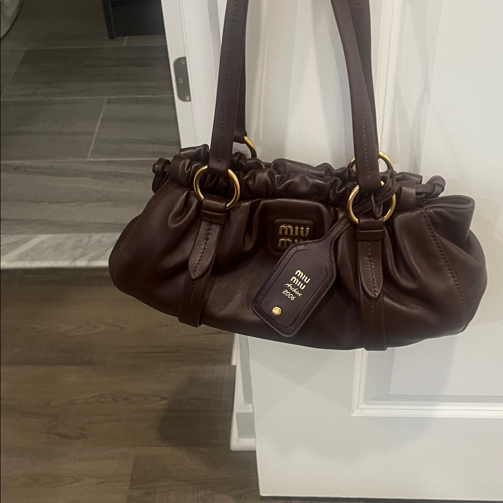Miu Miu Dark Burgundy and Leather Shoulder Bag